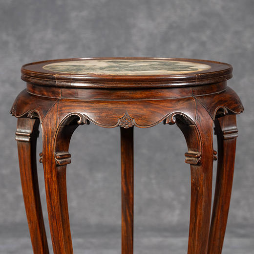 清中期	黄花梨镶云石三弯腿五足带托泥香几 商品图2