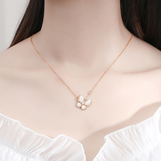 PIARA 天然母贝蝴蝶项链 简约百搭款锁骨链饰品NKC1010 商品图1