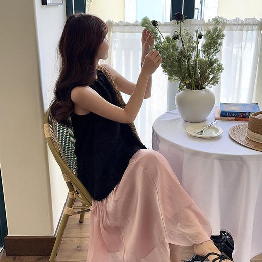 西遇网纱半身裙套装女夏季新款法式小资流苏无袖上衣两件套SS050678/SS050679 商品图4