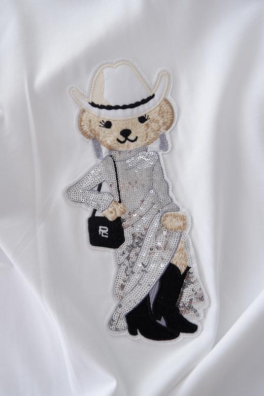 直发 RL 拉夫 重工刺绣 晚礼服亮片小熊 短袖T恤 商品图4