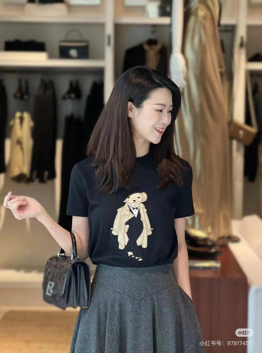 直发【刘诗诗同款】RL拉夫小熊刺绣黑色短袖T恤 商品图6