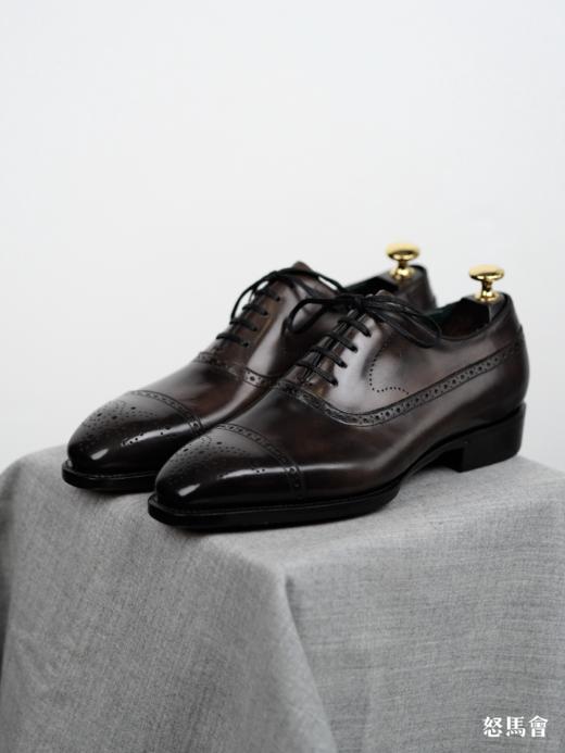 手工固特异意大利博物馆皮盲腰琴底棕色布洛克牛津鞋（福田洋平楦型） 商品图0