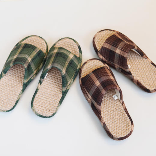 【36-42码】女士格子麻拖鞋男士居家室内拖鞋情侣拖鞋亚麻拖鞋【WG25652W/M】 商品图0