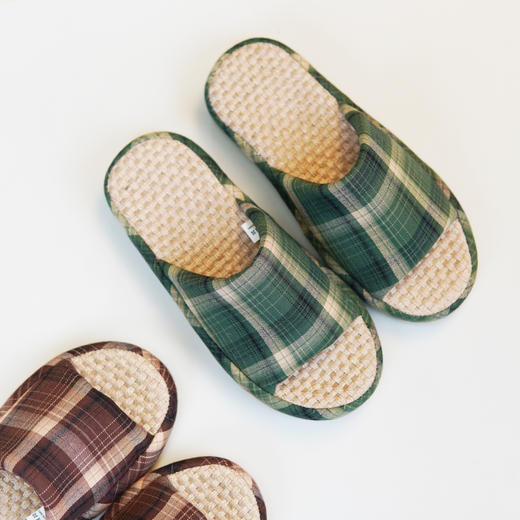 【36-42码】女士格子麻拖鞋男士居家室内拖鞋情侣拖鞋亚麻拖鞋【WG25652W/M】 商品图2