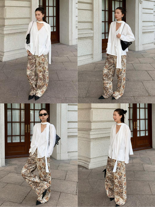 HIDEMI甄选进口纯棉纱线极简围巾T恤设计感V领口袋长袖纽扣衬衫女 商品图5