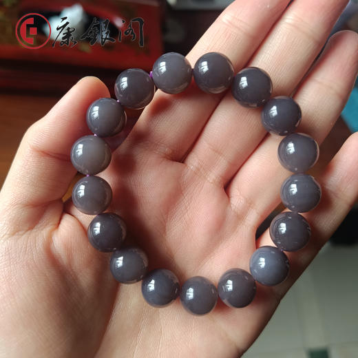 天然和田玉手串 浓雾深烟紫 11.7MM*17颗 商品图3