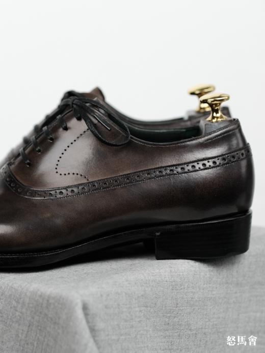 手工固特异意大利博物馆皮盲腰琴底棕色布洛克牛津鞋（福田洋平楦型） 商品图5