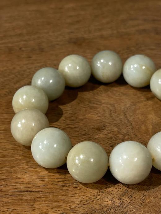 和田青白玉大圆珠手链，顺丰包邮 商品图5