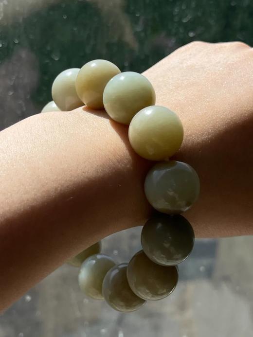 和田青白玉大圆珠手链，顺丰包邮 商品图3