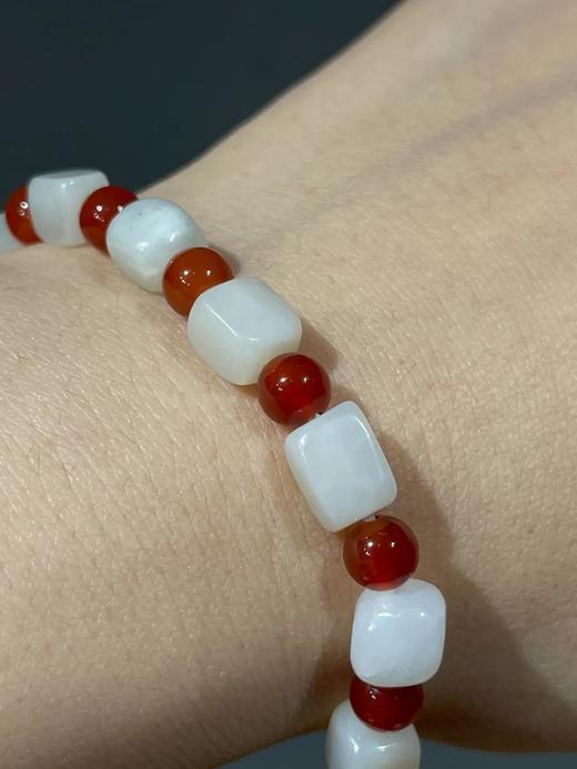 白玉方形珠与红玉髓珠手链，顺丰包邮 商品图6
