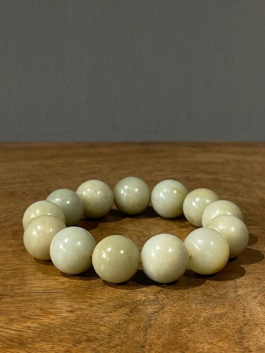 和田青白玉大圆珠手链，顺丰包邮 商品图1