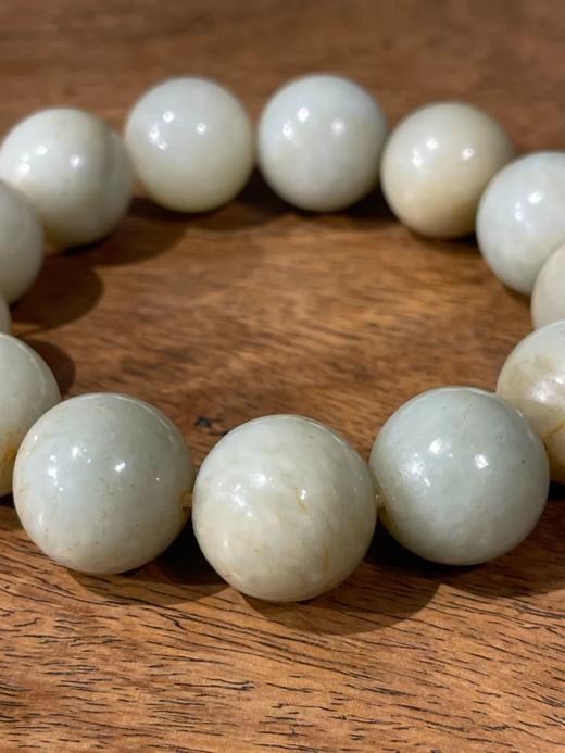 和田青白玉大圆珠手链，顺丰包邮 商品图7