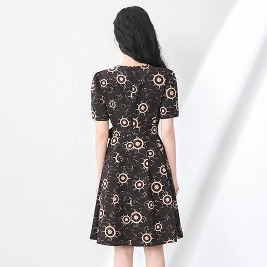 「高货wl」全新升级【铂金会员293/天猫399/差价106】(94710)洛诗琳气质印花双绉雪纺连衣裙2025夏季罗盘印花圆领显瘦裙94710 商品图1