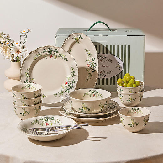 摩登主妇餐具套装陶瓷碗碟盘家用2025新款高颜值碗具乔迁新居礼物 商品图0