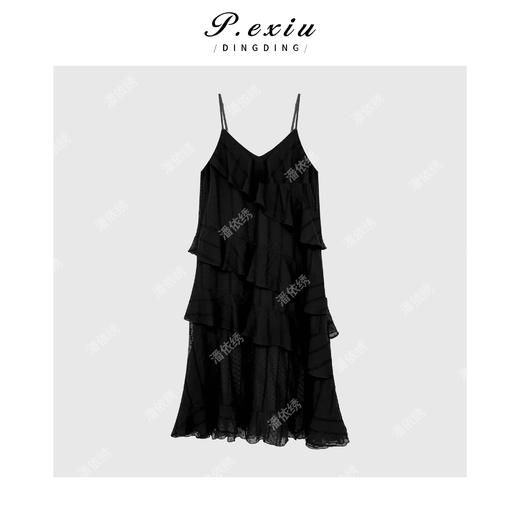 04-1潘依绣丁丁宠粉【黑色漫集】摩登风层次感吊带连衣裙 W-62917 商品图2