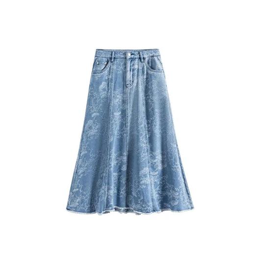 「自」全新升级【铂金会员165/天猫219/差价54】(01554)洛诗琳复古提花牛仔伞裙2025夏季设计感高腰显瘦裙子01554 商品图4