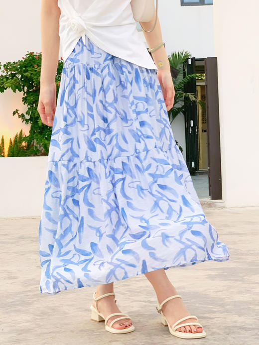 【百图lulu定制】【南法半裙】轻柔水洗棉 三层蛋糕裙摆 数码印染半身裙 商品图9