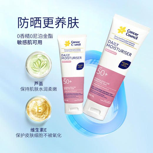 澳洲Cancer Council澳美皙日常面部身体防晒SPF50+粉色75ml 150ml 商品图3