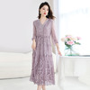 QS-82599326【100%桑蚕丝】重工顺纡绣花V龄连衣裙夏清凉显瘦大码中长裙9326 商品缩略图3