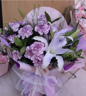 11枝紫精灵+百合花束
