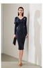 J20184208A 颈袖添香高端气质职场工作装包臀裙收腰显瘦正装连衣裙 立体显瘦 围裹V领 商品缩略图1