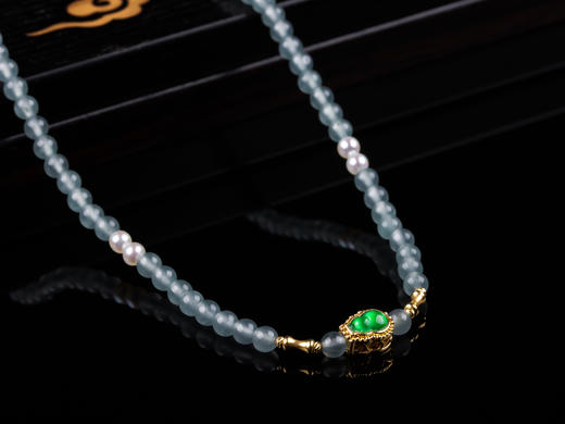 XY0277辣绿翡翠葫芦+珍珠小米珠手链 商品图7