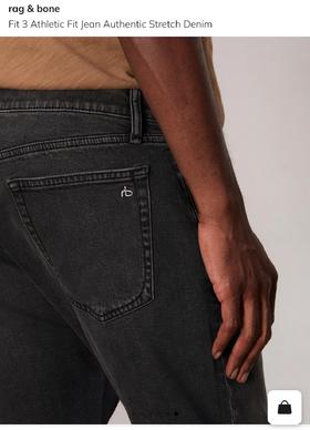 R@G BONE 薄款洗水 黑灰弹力牛仔长裤 NZK241