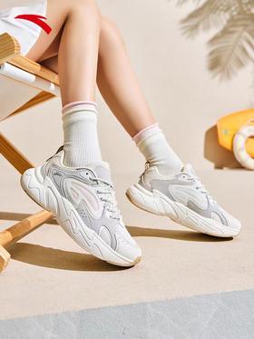 安踏脉冲丨革网拼接厚底舒适休闲鞋女新款女鞋 122528856