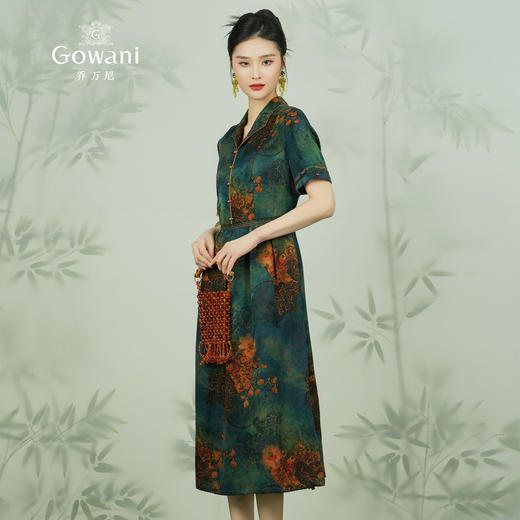 【静荷听雨图】【香云纱】乔万尼真丝连衣裙重磅26mm桑蚕丝收腰气质富贵感ET2E282 商品图2