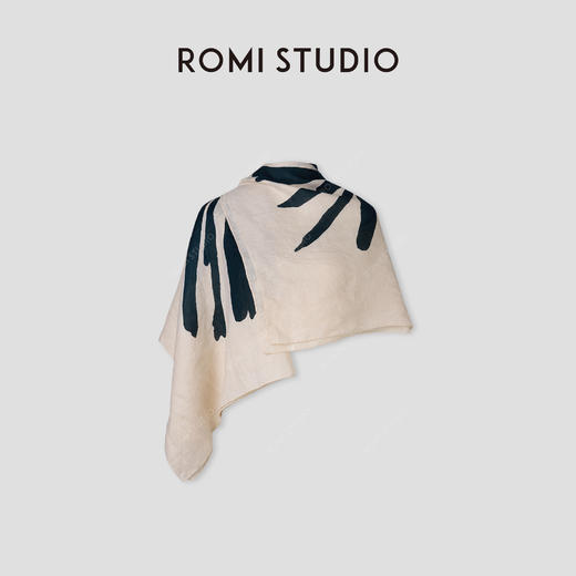 ROMI STUDIO海边度假风100%亚麻花卉印花披肩沙滩巾 426E4091 商品图0