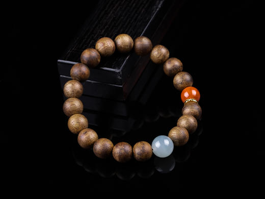 XY0295沉香+翡翠南红单圈手串 商品图2