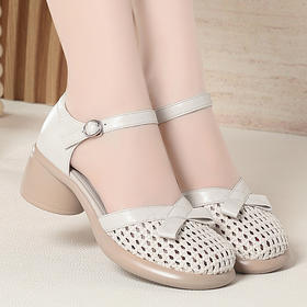 真皮软底软面懒人鞋打孔凉皮鞋KQ-AT758加大码42