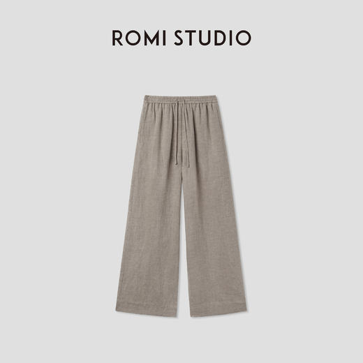 ROMI STUDIO士林染100%亚麻经典老钱松紧腰直筒长裤 RWCSXY2574 商品图0