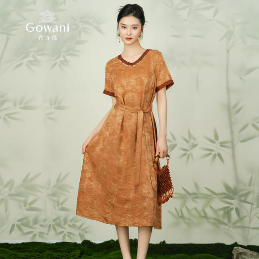 【红云纱】乔万尼真丝红云纱连衣裙20mm重磅桑蚕丝撞色设计ET2E279 商品图2