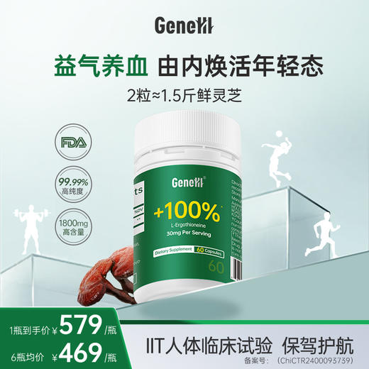 【官方直发】【保税仓】GENEIII仅三口服麦角硫因胶囊 美国原装进口99.99%高纯度高含量 商品图0