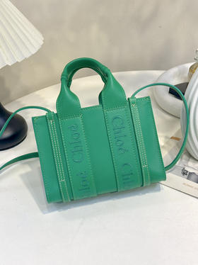 克洛伊 mini 绿色 牛皮 woody 托特包