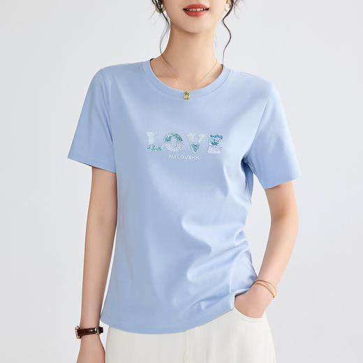 【129元2件】【大牌高品质】【80支凉感丝光棉】夏季刺绣圆领丝滑柔顺清凉T恤 商品图7