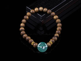 XY0203沉香+冰种翡翠平安扣手串