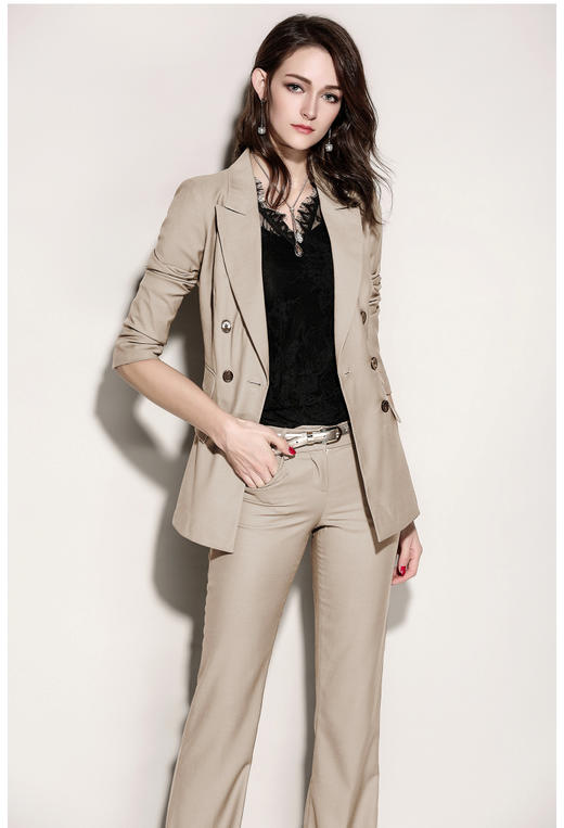 “庄园老钱”-套裤-J81A2243颈袖添香秋冬装时尚OL职业装套装修身正装职场气质女装女 时尚职业OL修身正装羊毛套裤 商品图5