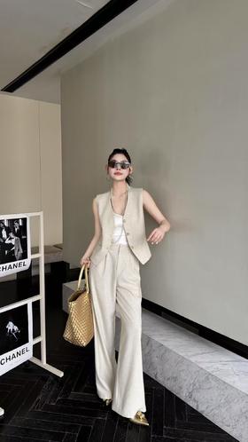 SZ2L51_密合色_休闲裤_春夏_高腰直筒阔腿气质通勤显瘦_高级女装_BERNIEELEN 伯妮斯茵