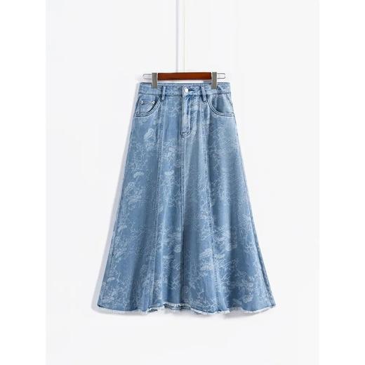 「自」全新升级【铂金会员165/天猫219/差价54】(01554)洛诗琳复古提花牛仔伞裙2025夏季设计感高腰显瘦裙子01554 商品图0