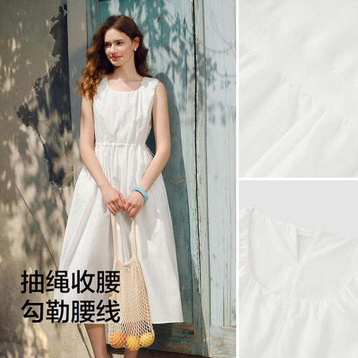 森马连衣裙女纯色无袖长裙休闲温柔时尚2025夏新款收腰背心裙优雅 商品图2