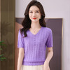 FCY QQ9207冰丝短袖T恤V领纽扣宽松显瘦针织衫 商品缩略图3