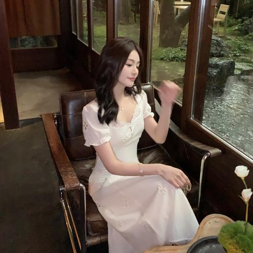 金蘑菇菇 淡路岛情诗 / 法式蕾丝重工镂空刺绣收腰显瘦连衣裙 商品图4