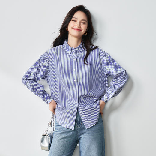 25春新款条纹衬衫！实穿主义显瘦气质条纹衬衫法式通勤款！ 商品图0