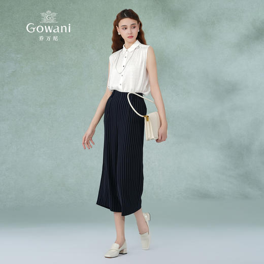 乔万尼新款九分阔腿裤女条纹直筒显瘦版型EI2F778 商品图3