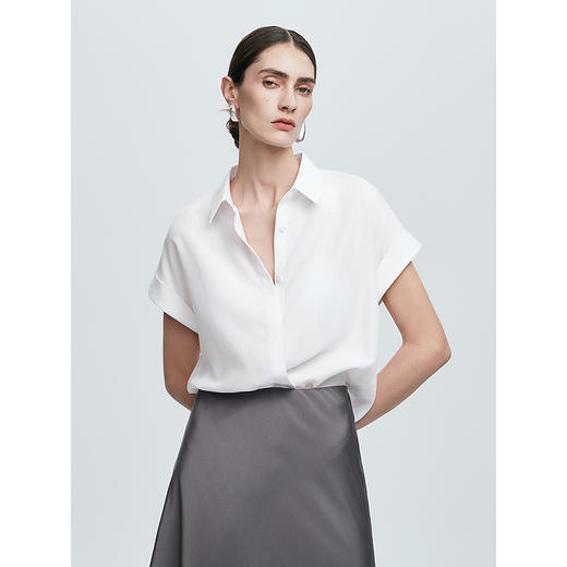 棉仓363604038-初棉莱赛尔亚麻短袖四色百搭衬衫25春夏 商品图1