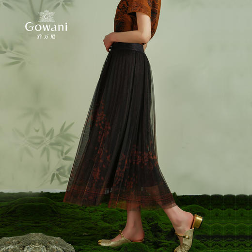 乔万尼夏季新品半身裙复古百褶网纱设计感ET2D270 商品图2