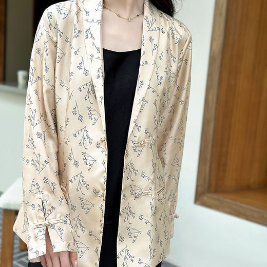 「K」洛诗琳12902国风剪影西装外套女2025新款真丝印花外套22597 商品图3