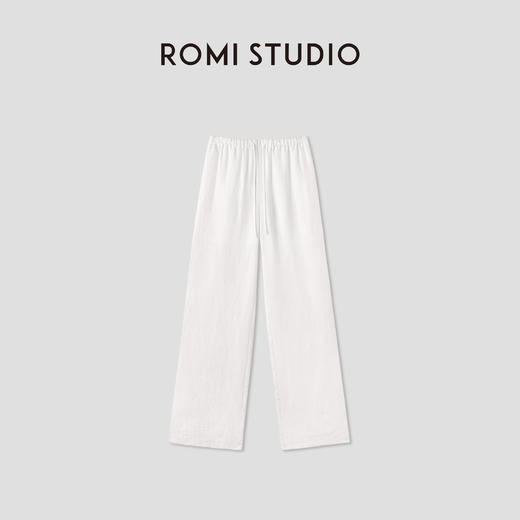 ROMI STUDIO 100%进口亚麻直筒长裤/轻薄宽松版松紧腰RWCRXM3363【发货时效25天】 商品图0